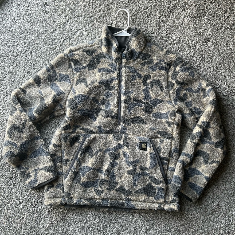 Carhartt Men's Camo Sherpa Fleece Quarter-Zip Jacket